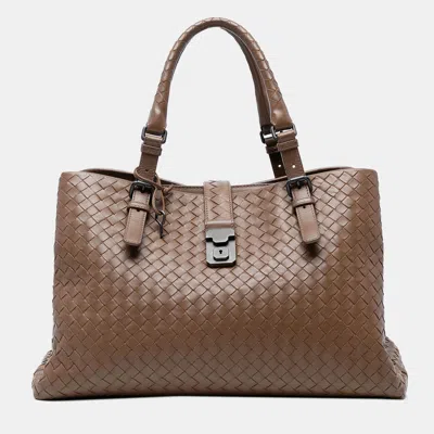 Pre-owned Bottega Veneta Brown Medium Nappa Intrecciato Roma Tote