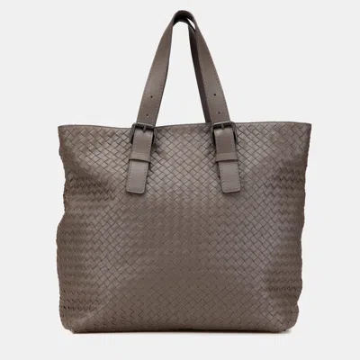 Pre-owned Bottega Veneta Brown Nappa Intrecciato Belt Strap Tote