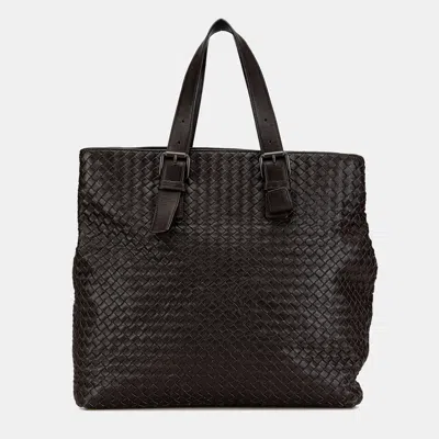Pre-owned Bottega Veneta Brown Nappa Intrecciato Belted Tote