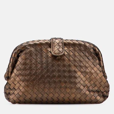 Pre-owned Bottega Veneta Brown Nappa Intrecciato The Lauren 1980 Clutch