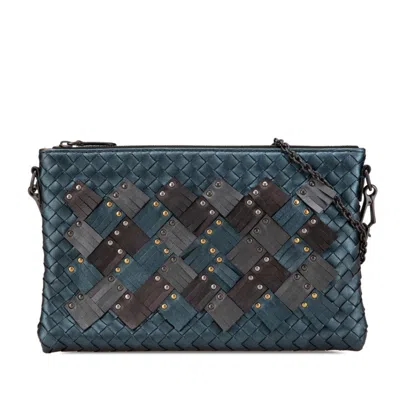 Pre-owned Bottega Veneta Brown Navy Leather Shoulder Bag ()