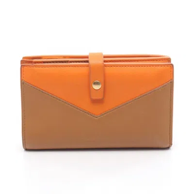 Pre-owned Bottega Veneta Brown Orange Leather Wallet (bi-fold) () In Multi