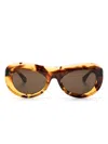 Bottega Veneta Brown Oval-frame Sunglasses In Brown
