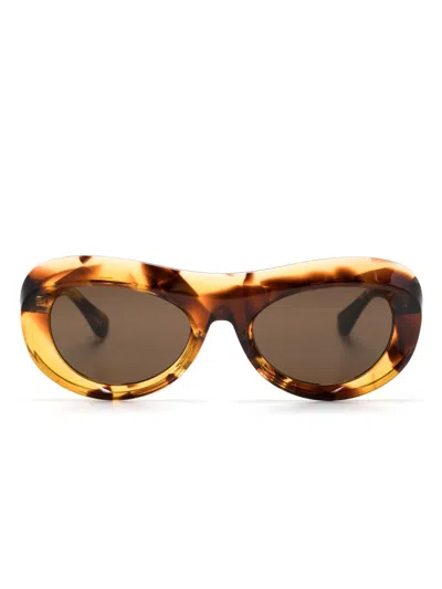 Bottega Veneta Brown Oval-frame Sunglasses