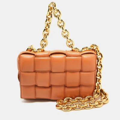 Pre-owned Bottega Veneta Brown Padded Leather Chain Cassette Shoulder Bag
