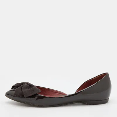 Pre-owned Bottega Veneta Brown Patent Leather Bow D'orsay Ballet Flats Size 36.5