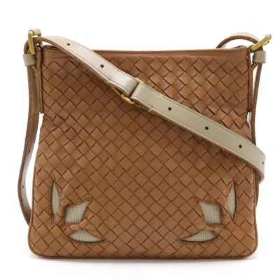 Pre-owned Bottega Veneta Brown Pink Leather Pochette Shoulder Bag ()