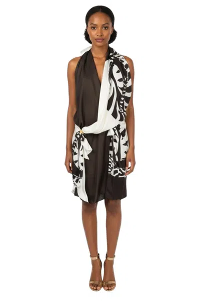 Bottega Veneta Brown Printed Halter Neck Dress In Black