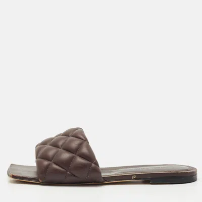 Pre-owned Bottega Veneta Brown Quilted Leather Lido Flats Size 37