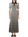 Bottega Veneta Brown Ribbed Wool-blend Midi Dress In Multi