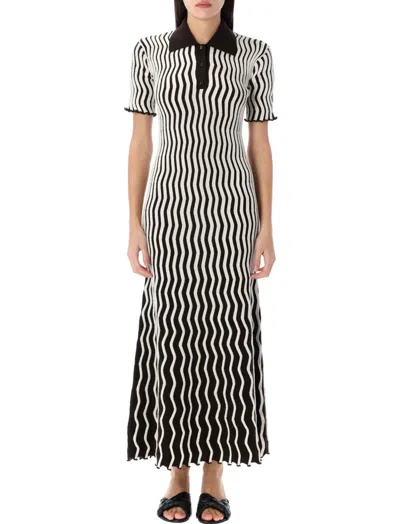 BOTTEGA VENETA BROWN RIBBED WOOL-BLEND MIDI DRESS
