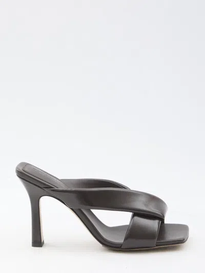 BOTTEGA VENETA BROWN RIVA MULE SANDALS