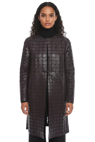 Bottega Veneta Brown Round Neck Trench Coat