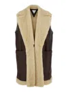 Bottega Veneta Brown Shearling Coat With Front Button Closure And Side Pockets In Leather Woman In Brown