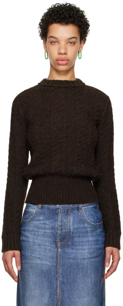 Bottega Veneta Shetland Chevron Wool Sweater In 2164 Dark Chestnut