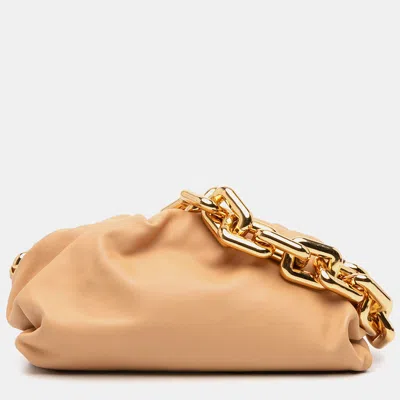 Pre-owned Bottega Veneta Brown Small Lambskin Chain Pouch