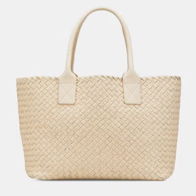 Pre-owned Bottega Veneta Brown Small Lambskin Intreccio Cabat Tote