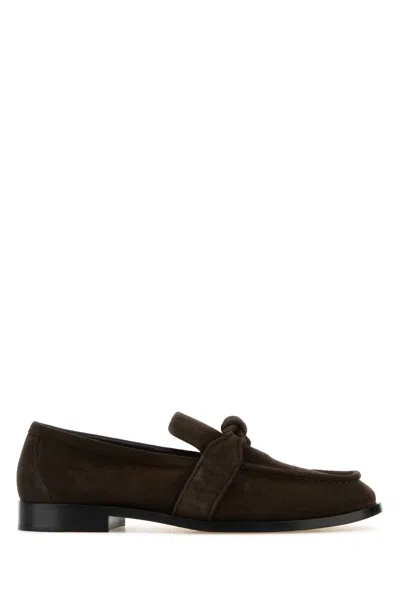 Bottega Veneta Brown Suede Astaire Loafers In Pink