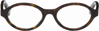 Bottega Veneta Brown Triangle Stud Logo Round Glasses