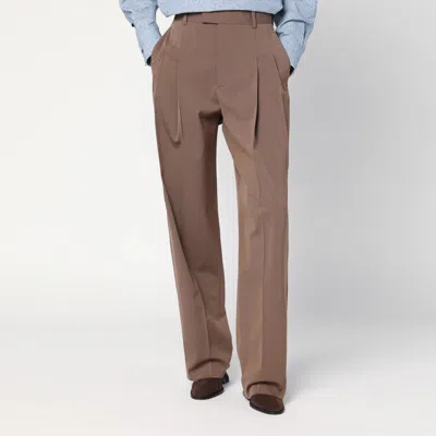 BOTTEGA VENETA BROWN TROUSERS IN WOOL BLEND