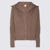 Bottega Veneta Compact Wool Blend Cardigan In Chestnut Melange