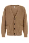 Bottega Veneta Dove Grey Wool Blend Cardigan In Brown