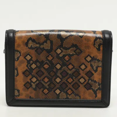 Pre-owned Bottega Veneta Brown/black Karung Leather Montebello Shoulder Bag
