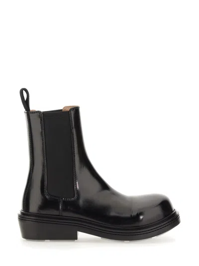 Bottega Veneta Brushed Leather Fireman Chelsea Boot In Black