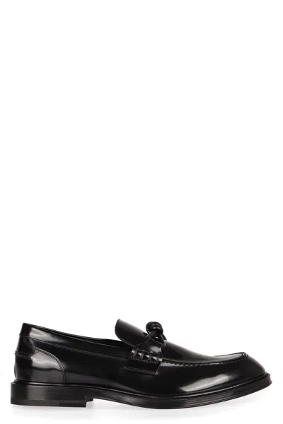 Bottega Veneta Brushed Leather Loafers In Black