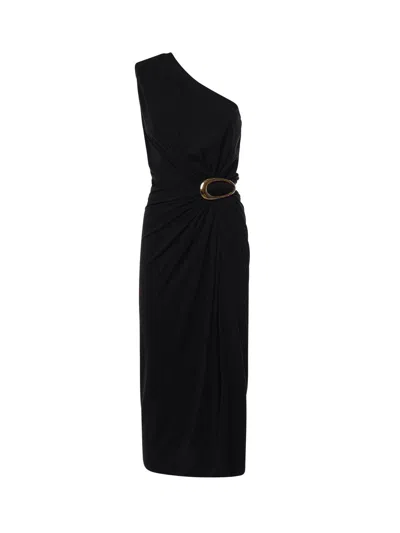 Bottega Veneta Buckle Detailed Sleeveless Midi Dress In Black