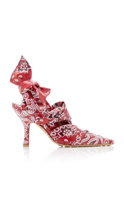 Bottega Veneta Bunnie Bandana Leather Slingback Pumps In Red