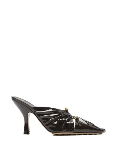 Pre-owned Bottega Veneta Bunnie Ruched Mules In Brown