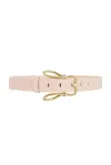 Bottega Veneta Bunny Buckle Leather Belt In Cameo & Muse Brass