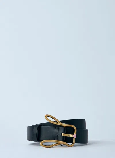 Bottega Veneta Bunny Leather Belt In Black