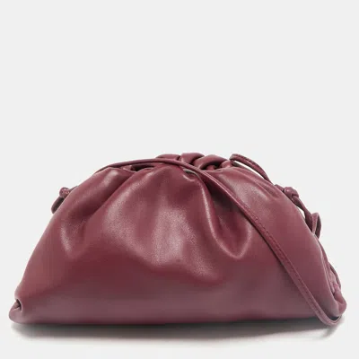 Pre-owned Bottega Veneta Burgundy Bordeaux Leather Mini The Pouch Bag