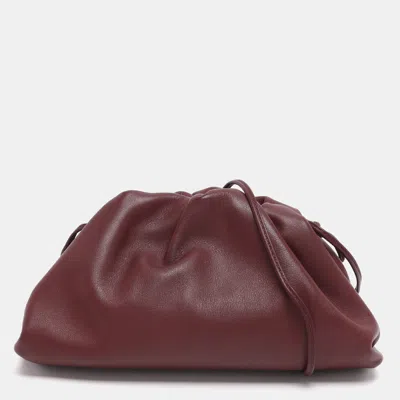 Pre-owned Bottega Veneta Burgundy Bordeaux Leather Mini The Pouch Bag