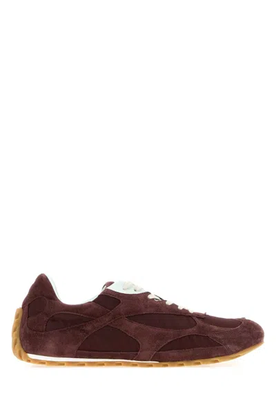 Bottega Veneta Burgundy Canvas And Suede Orbit Flash Sneakers In Brown