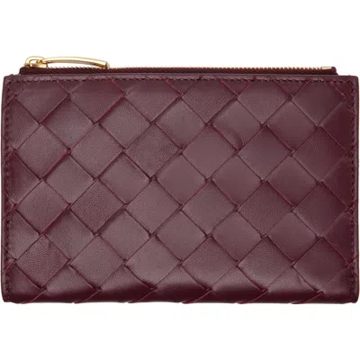 Bottega Veneta Burgundy Intrecciato Medium Bi-fold Wallet
