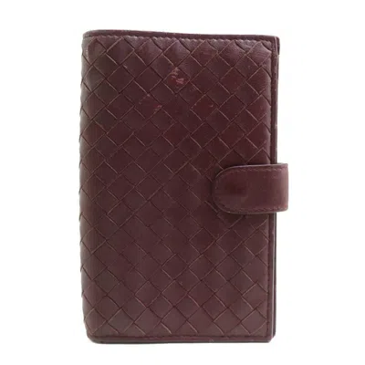 Pre-owned Bottega Veneta Burgundy Intrecciato Wallet (bi-fold) ()