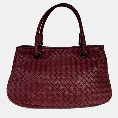 Pre-owned Bottega Veneta Burgundy Leather Mesh Tote Bag