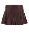 Bottega Veneta Burgundy Leather Mini Skirt