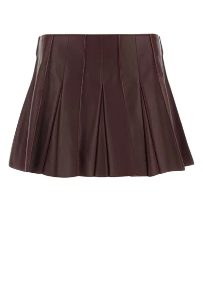 BOTTEGA VENETA BURGUNDY LEATHER MINI SKIRT
