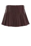 Bottega Veneta Burgundy Leather Mini Skirt In Merlot