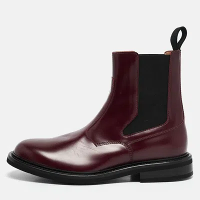 Pre-owned Bottega Veneta Burgundy Leather Platform Chelsea Boots Size 43