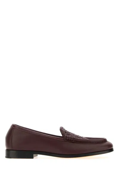 Bottega Veneta Burgundy Leather Silenzio Loafers In Brown
