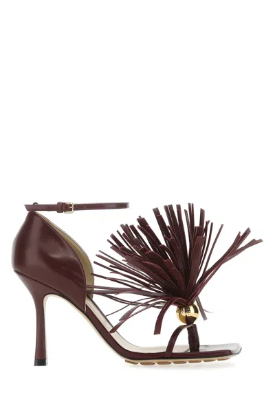 Bottega Veneta Woman Sandals Burgundy Size 10 Soft Leather In Red