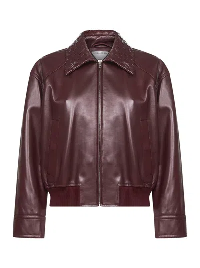 BOTTEGA VENETA BURGUNDY NAPPA LEATHER BLOUSON