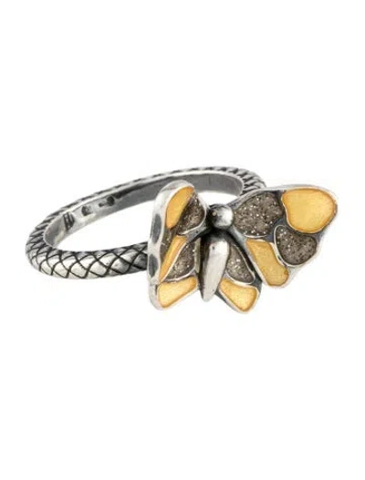 Pre-owned Bottega Veneta Butterfly Intrecciato Cocktail Ring In Multi