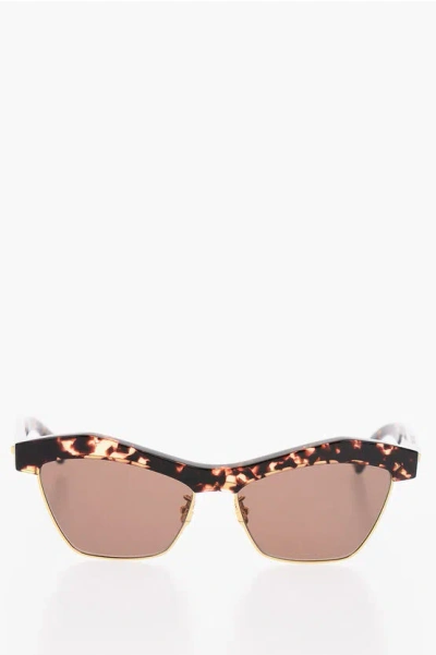 Bottega Veneta Butterfly-shaped Sunglasses In Leopard Motif In Brown