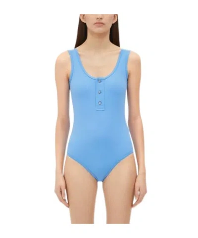 Bottega Veneta Button Detail Swimsuit In Admiral